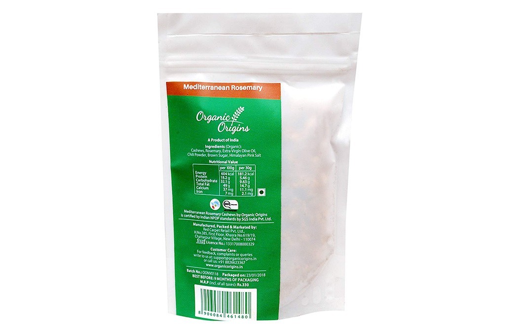 Organic Origins Crunchy Cashews    Pack  145 grams